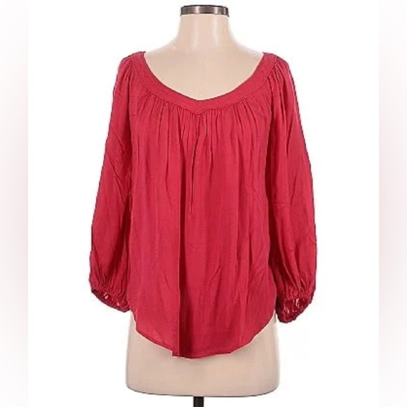Maeve Tops - Maeve by Anthropologie Women's 3/4 Sleeve Red Blouse